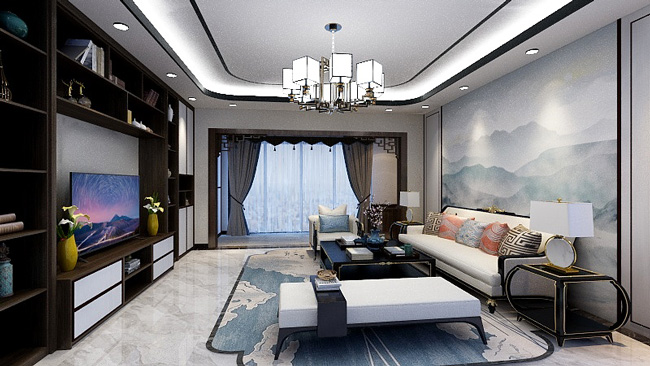 電視墻+客廳裝修效果圖